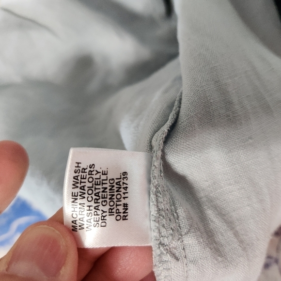 FLAX 100% Linen Light Blue Wide Leg Pants, sz Large High Rise - Picture 7 of 7